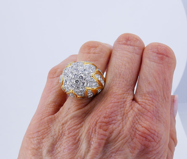 Vintage Bombe Ring 18k Gold Diamond Jewelry Signed MJI