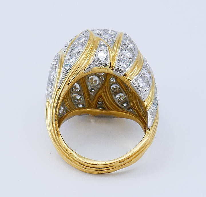 Vintage Bombe Ring 18k Gold Diamond Jewelry Signed MJI