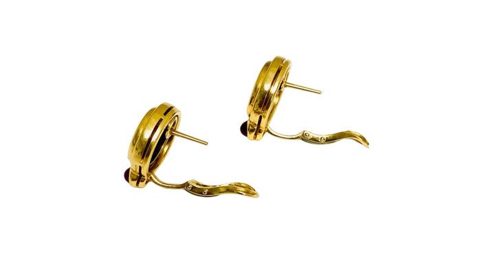 Vintage Bulgari Earrings Monete Ancient Coins Gold Ruby