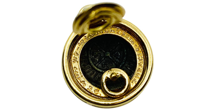 Vintage Bulgari Earrings Monete Ancient Coins Gold Ruby