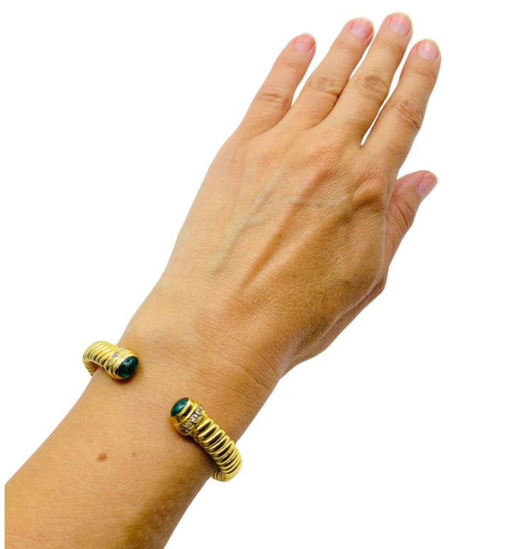 Vintage Bulgari Emerald Bracelet Gold Tubogas