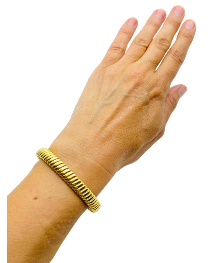 Vintage Bulgari Emerald Bracelet Gold Tubogas