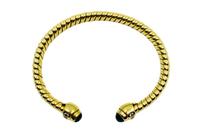 Vintage Bulgari Emerald Bracelet Gold Tubogas