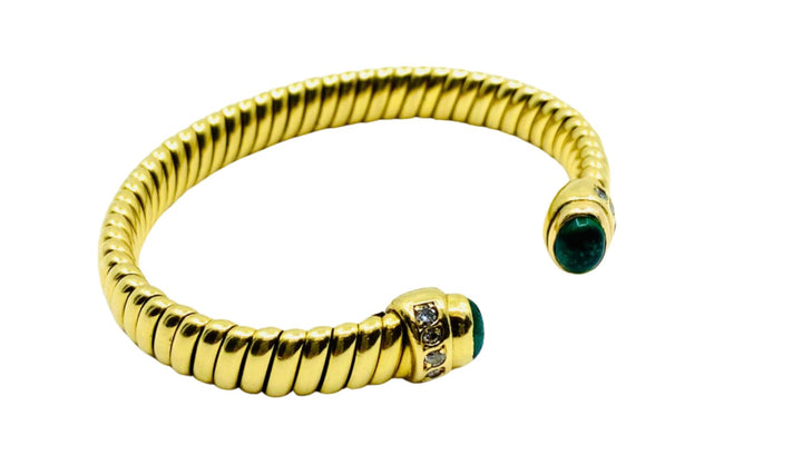 Vintage Bulgari Emerald Bracelet Gold Tubogas