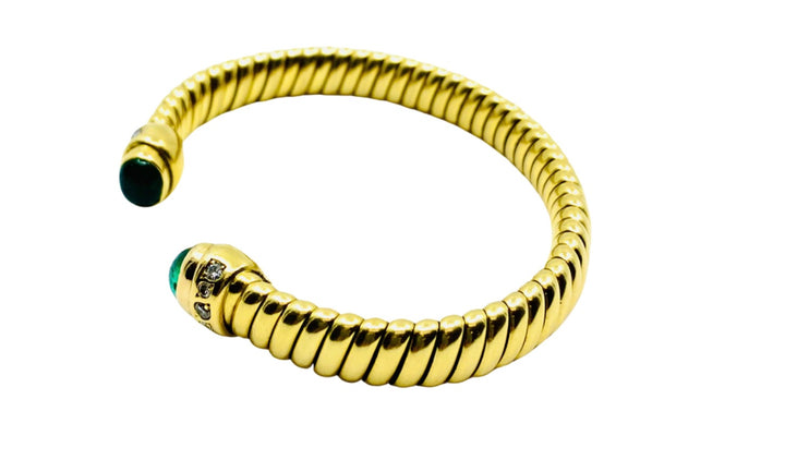 Vintage Bulgari Emerald Bracelet Gold Tubogas