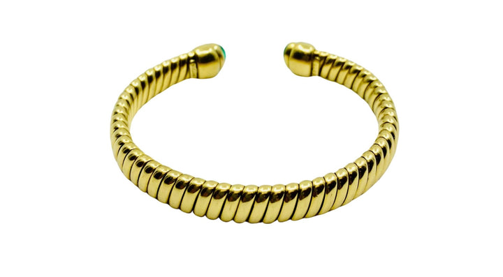 Vintage Bulgari Emerald Bracelet Gold Tubogas