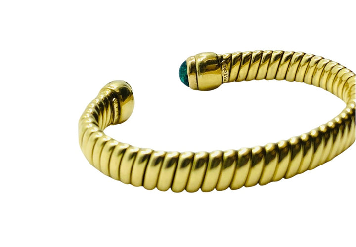 Vintage Bulgari Emerald Bracelet Gold Tubogas