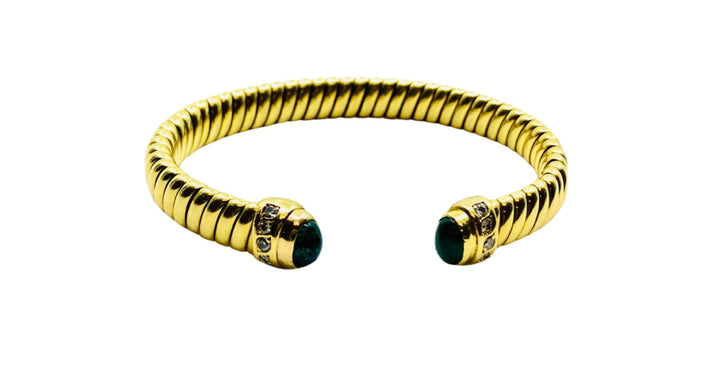 Vintage Bulgari Emerald Bracelet Gold Tubogas