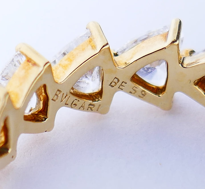Vintage Bulgari Eternity Band 18k Gold Diamond Ring Estate
