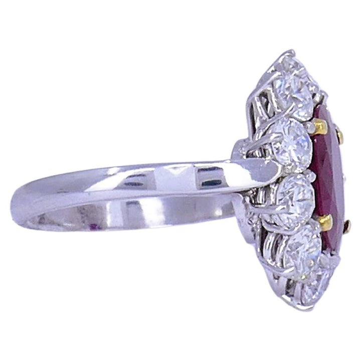 Vintage Burma Ruby Diamond Gold Cluster Ring AGL Jewelry