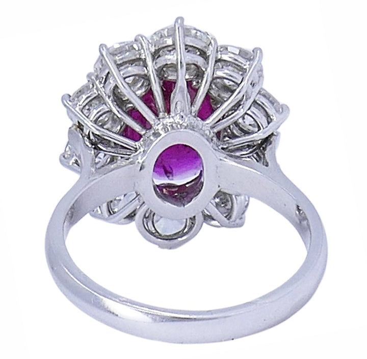 Vintage Burma Ruby Diamond Gold Cluster Ring AGL Jewelry