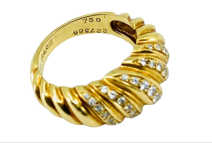 Vintage Cartier Croissant Ring 18k Gold Diamond