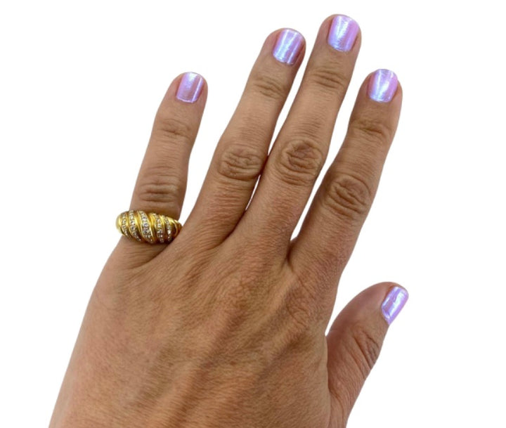 Vintage Cartier Croissant Ring 18k Gold Diamond