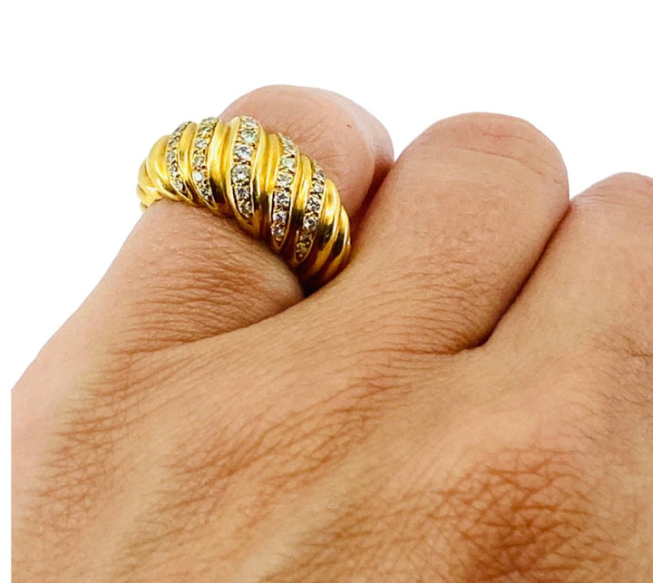 Vintage Cartier Croissant Ring 18k Gold Diamond