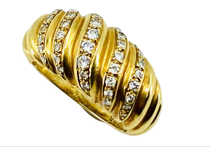 Vintage Cartier Croissant Ring 18k Gold Diamond