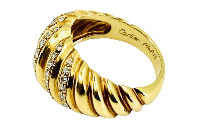 Vintage Cartier Croissant Ring 18k Gold Diamond