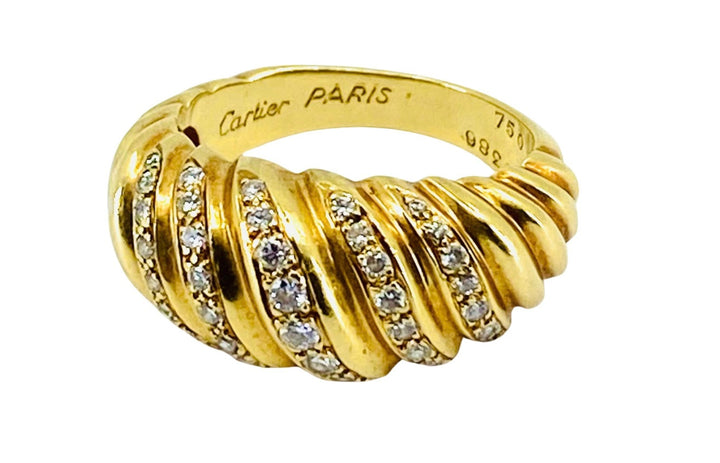 Vintage Cartier Croissant Ring 18k Gold Diamond