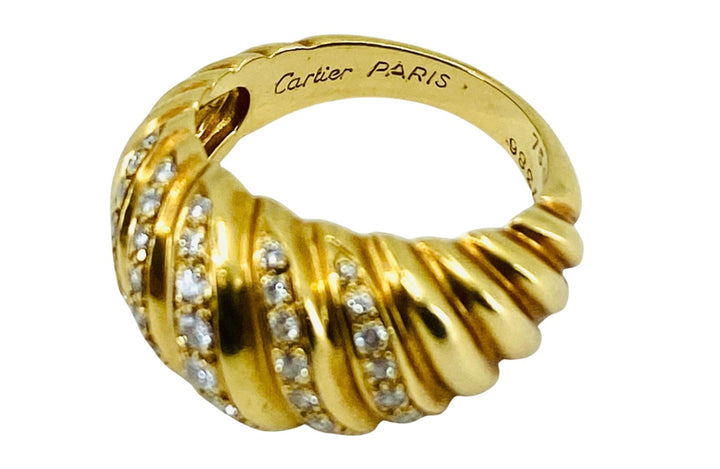 Vintage Cartier Croissant Ring 18k Gold Diamond