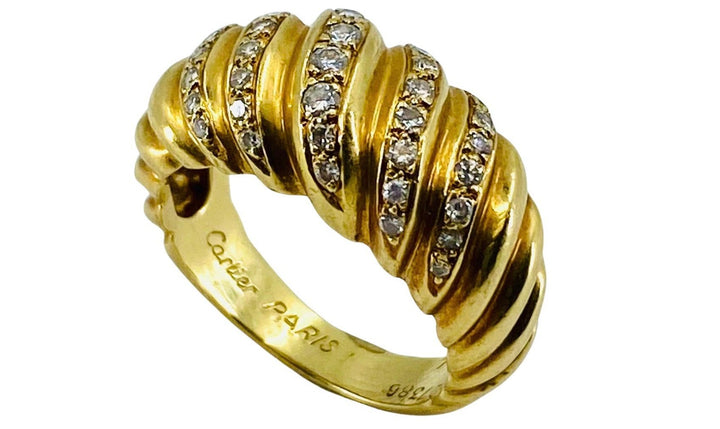 Vintage Cartier Croissant Ring 18k Gold Diamond