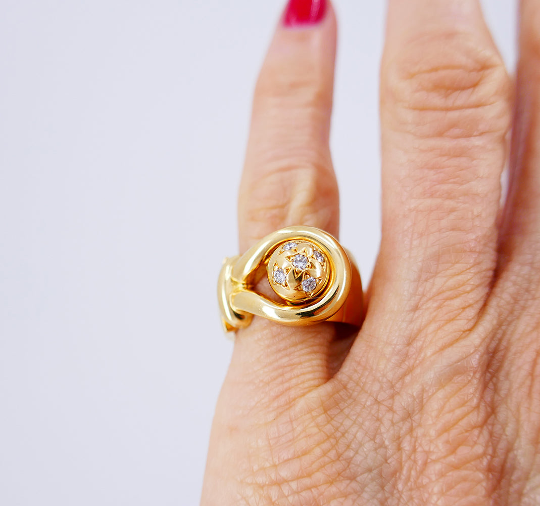 Vintage Chaumet Ring 18k Gold Diamond Estate Jewelry