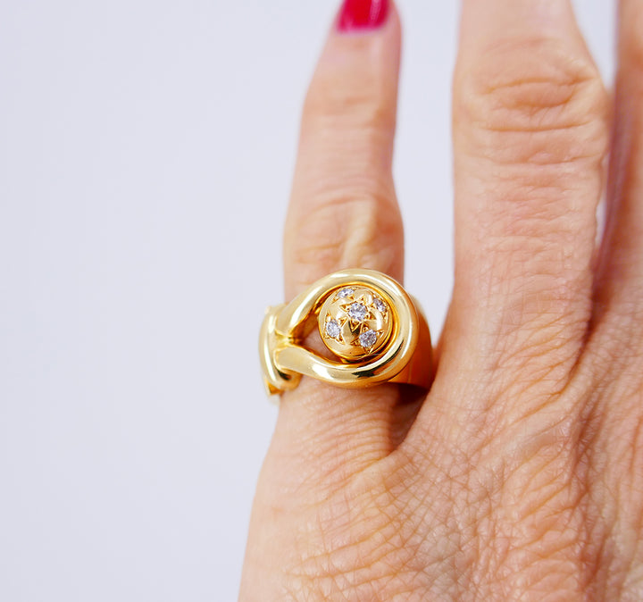 Vintage Chaumet Ring 18k Gold Diamond Estate Jewelry