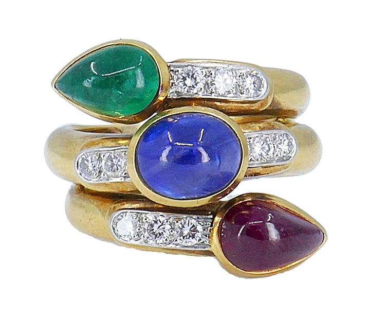 Vintage David Webb Ring 18k Gold Gemstone Snake Jewelry