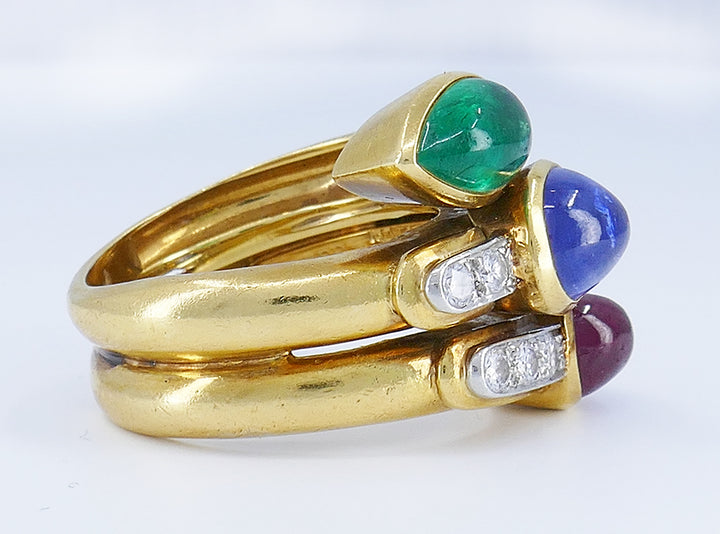 Vintage David Webb Ring 18k Gold Gemstone Snake Jewelry