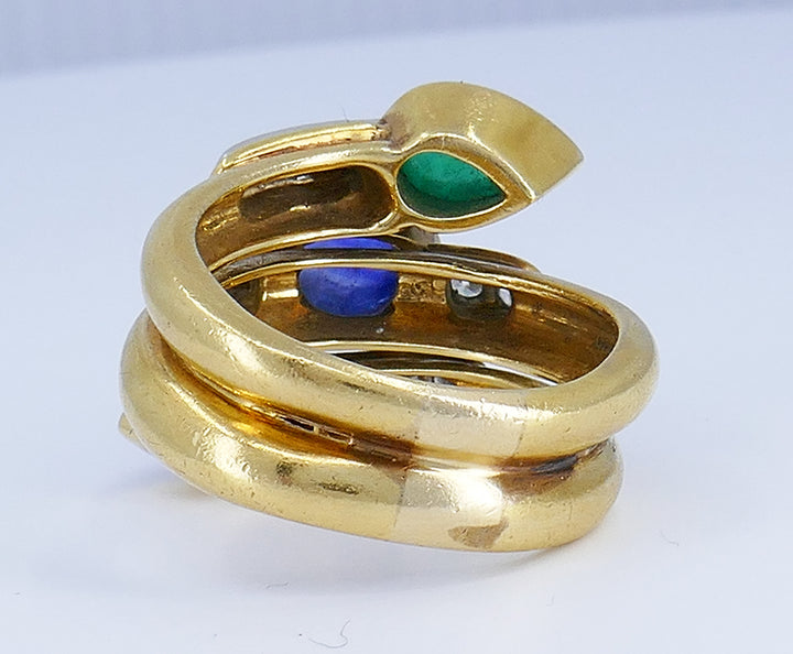 Vintage David Webb Ring 18k Gold Gemstone Snake Jewelry