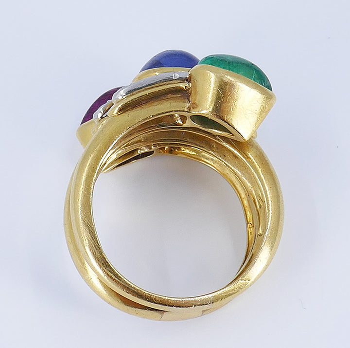 Vintage David Webb Ring 18k Gold Gemstone Snake Jewelry