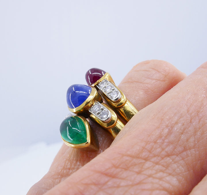 Vintage David Webb Ring 18k Gold Gemstone Snake Jewelry