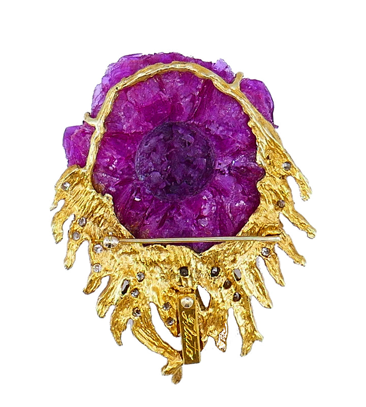 Vintage Paul Flato Necklace Ring Set 14k Gold Ruby Diamond