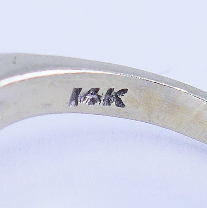 Vintage Ring 14k White Gold Aquamarine Diamond Cocktail Ring Estate Jewelry