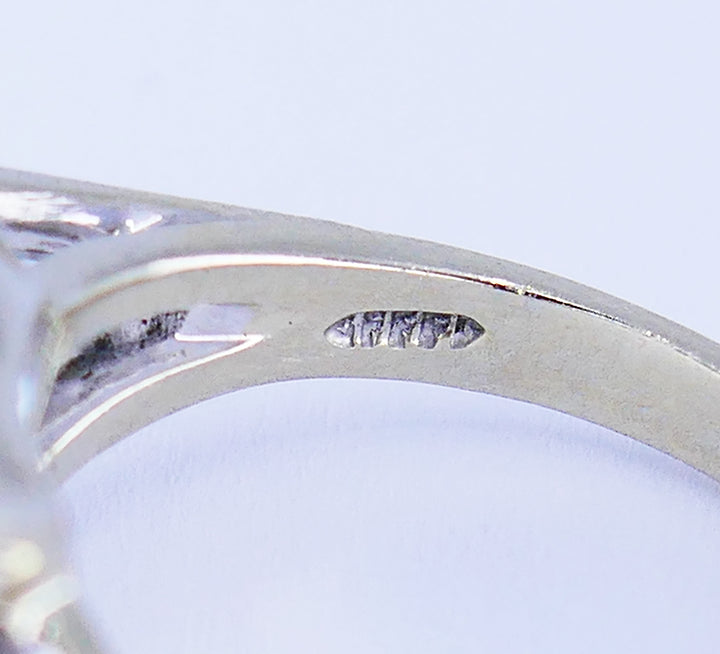 Vintage Ring 14k White Gold Aquamarine Diamond Cocktail Ring Estate Jewelry