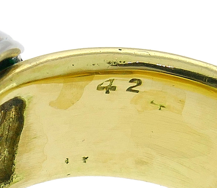 Enamel Snake Ring 18k Gold Diamond Retro Buckle Band Vintage