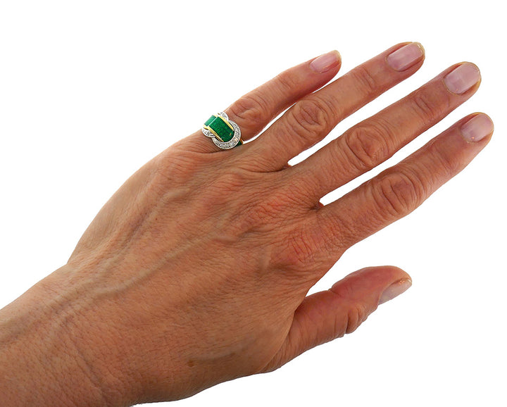 Enamel Snake Ring 18k Gold Diamond Retro Buckle Band Vintage