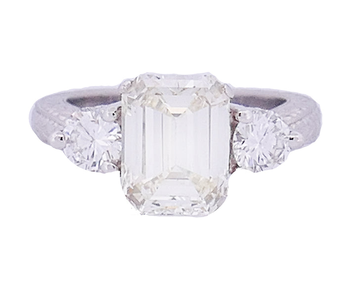 Vintage Diamond Platinum Three-Stone Ring Estate Jewelry