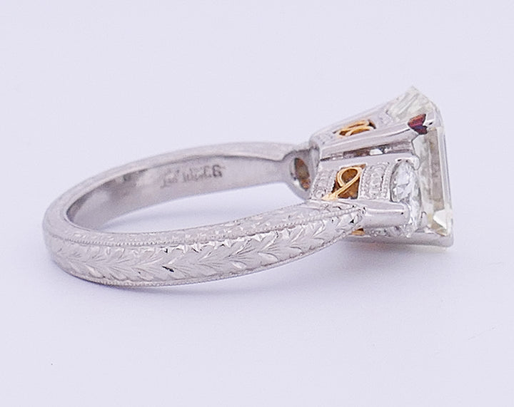 Vintage Diamond Platinum Three-Stone Ring Estate Jewelry