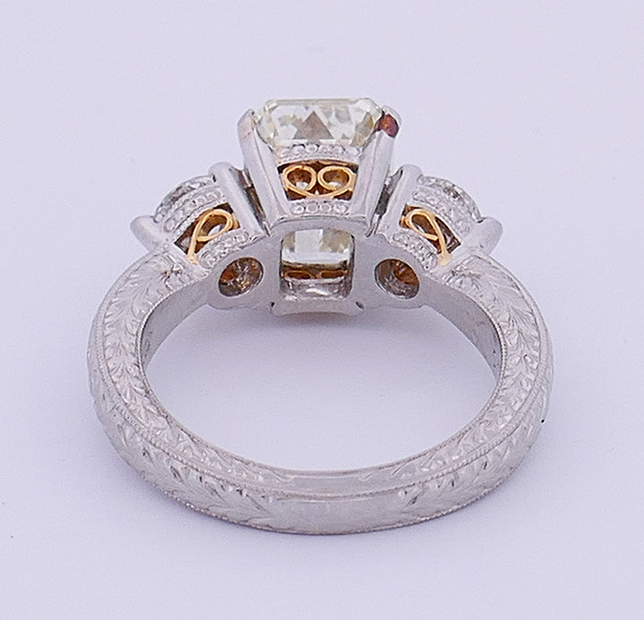 Vintage Diamond Platinum Three-Stone Ring Estate Jewelry