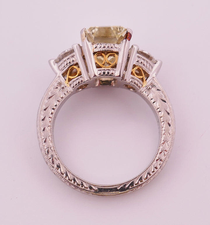 Vintage Diamond Platinum Three-Stone Ring Estate Jewelry