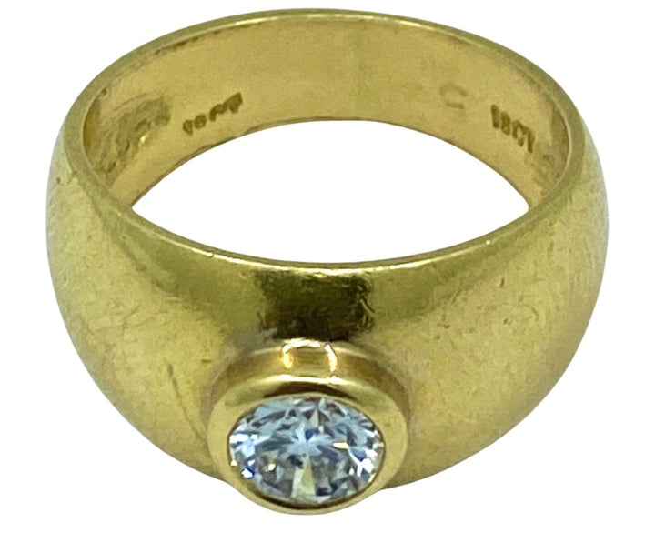 Vintage Solitaire Ring 18k Gold Diamond Band