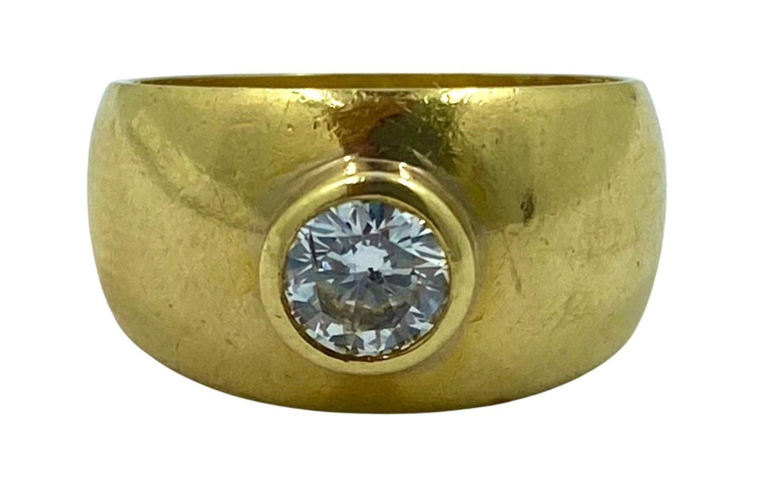 Vintage Solitaire Ring 18k Gold Diamond Band