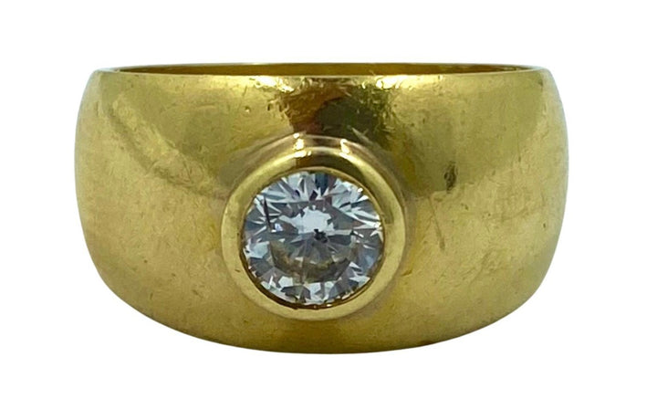 Vintage Solitaire Ring 18k Gold Diamond Band
