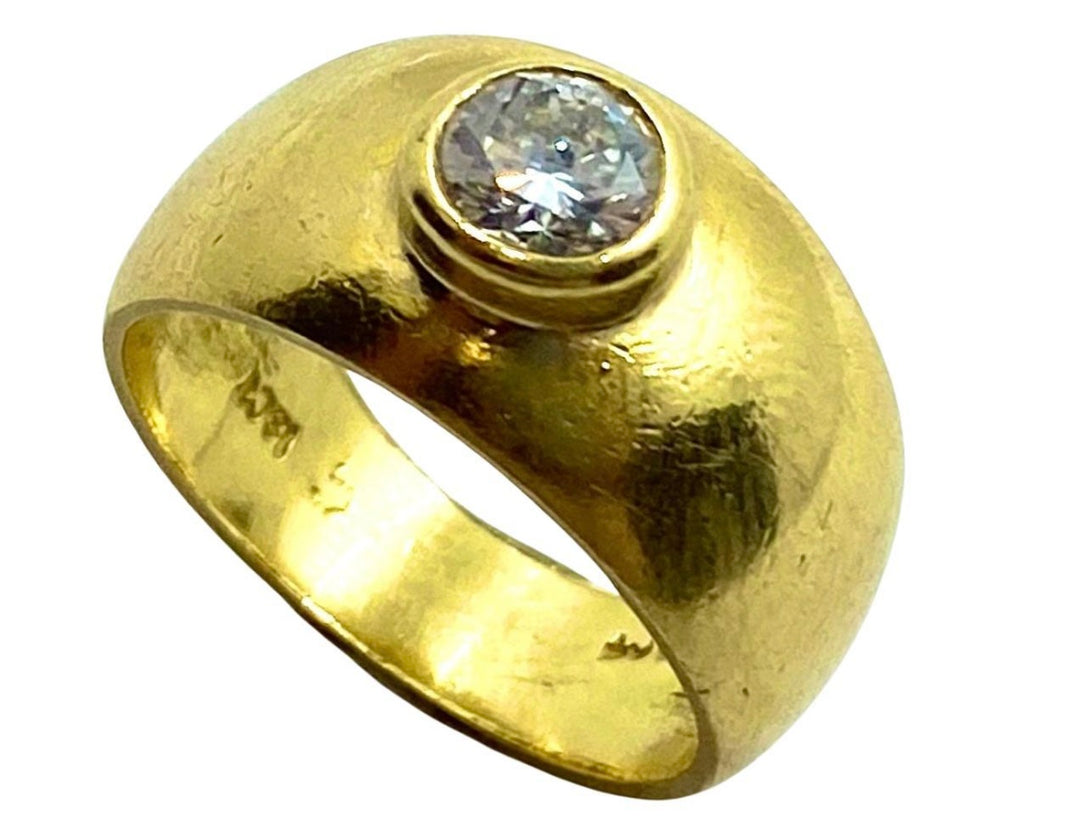 Vintage Solitaire Ring 18k Gold Diamond Band