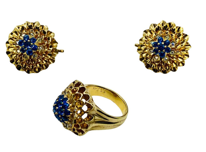 Vintage Tiffany & Co. 14k Gold Sapphire Diamond Set