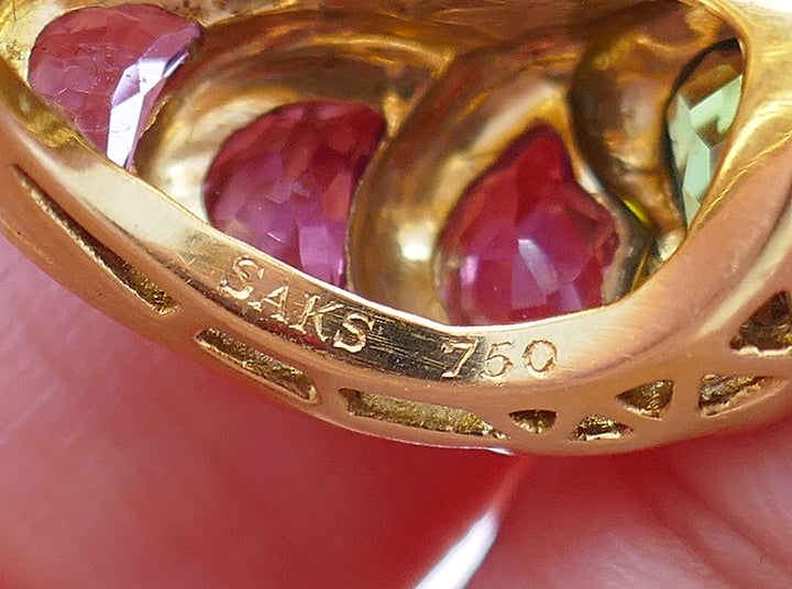 Vintage Tourmaline Ring 18k Gold French Jewelry Signed HV