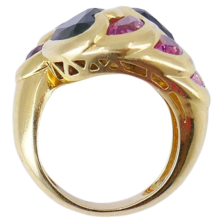 Vintage Tourmaline Ring 18k Gold French Jewelry Signed HV