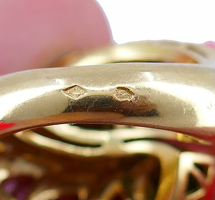 Vintage Tourmaline Ring 18k Gold French Jewelry Signed HV