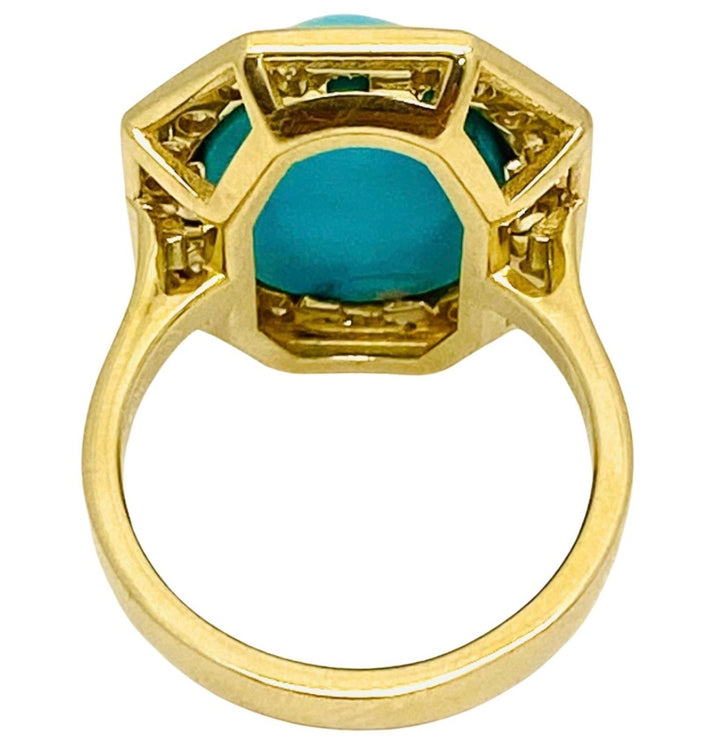 Vintage Turquoise Ring 14k Gold Octagon Shape