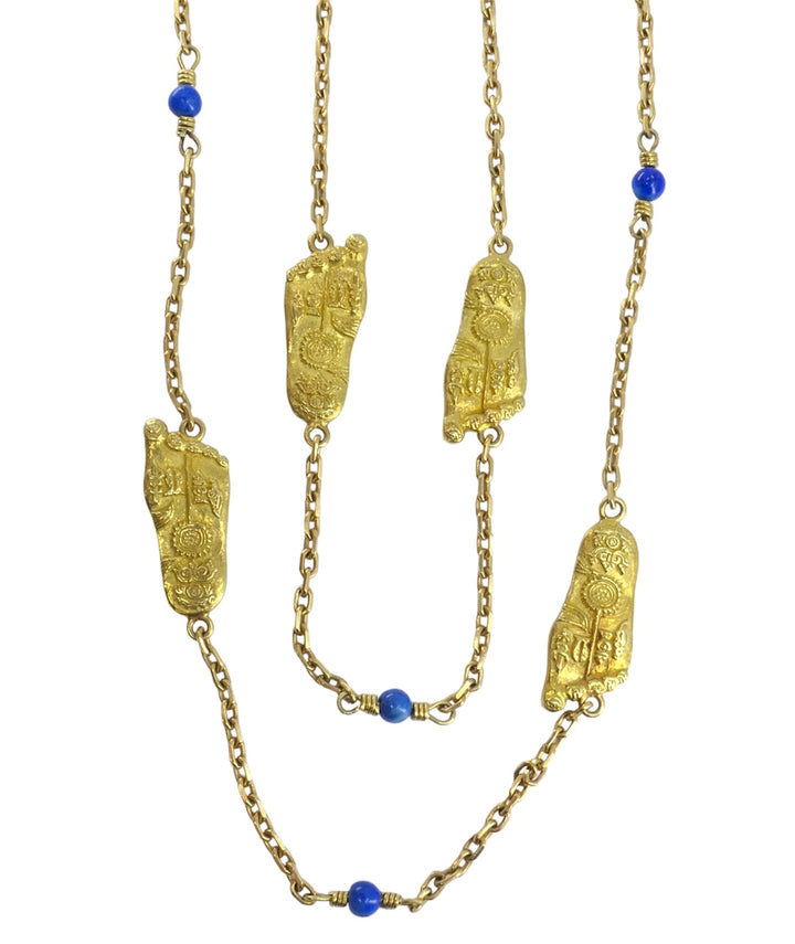 Vintage Mouawad 18k Gold Lapis Lazuli Chain Necklace