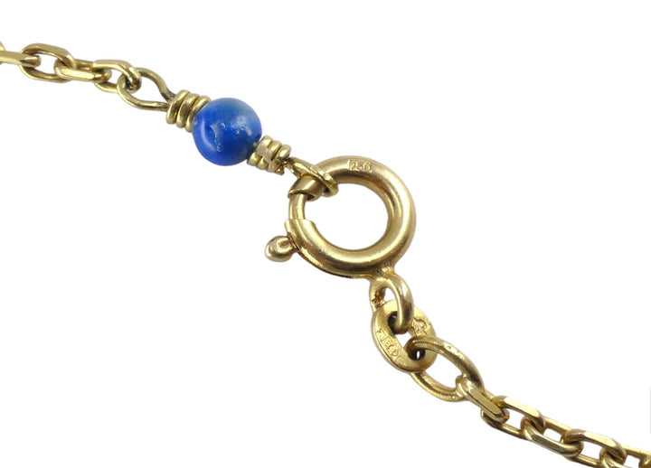 Vintage Mouawad 18k Gold Lapis Lazuli Chain Necklace